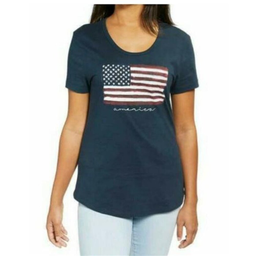 Galt Women's T-Shirt Tee Flag 4th of July Patriotic Americana (Blue, X-Large)